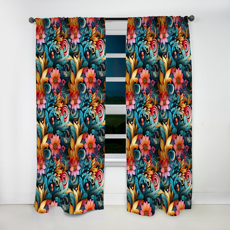 Vibrant Blue Flower Garden Elegance - rideau en velours glamour - obscurcissant - 1 panneau, L 52 po x L 120 po
