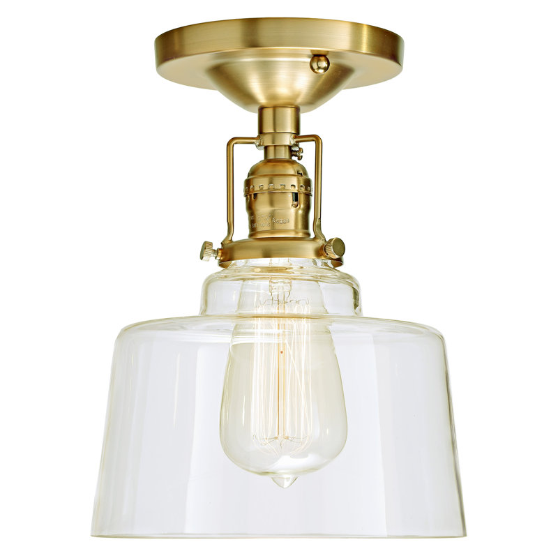 Shumway Glass Semi Flush Mount, Satin Brass