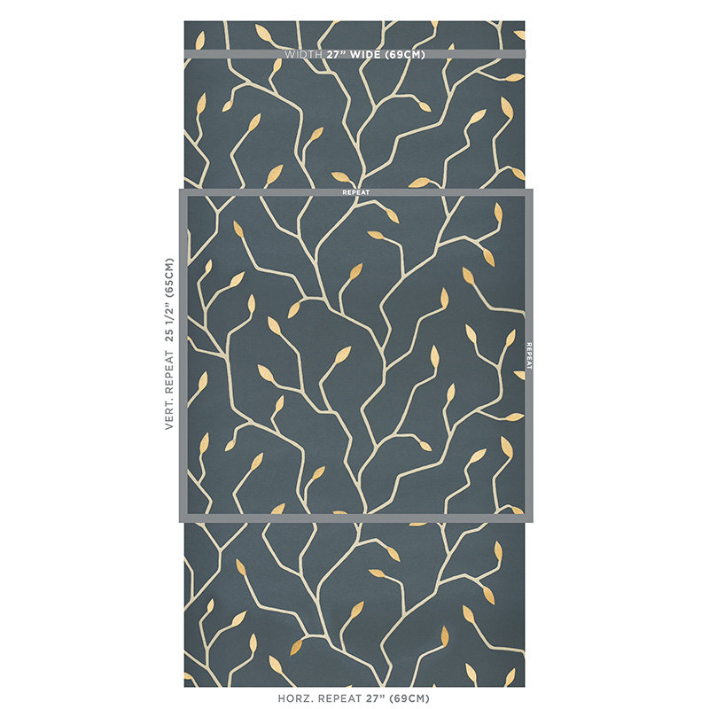 Cymbeline Wallpaper, Charcoal/Gold