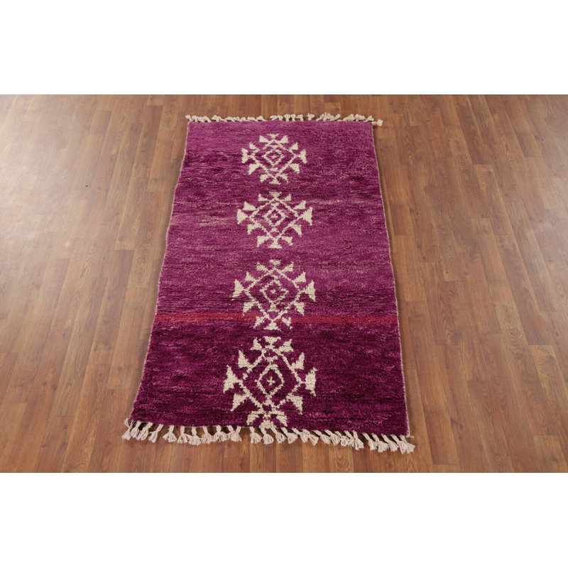 Tapis marocain mauve pelucheux 3 x 5