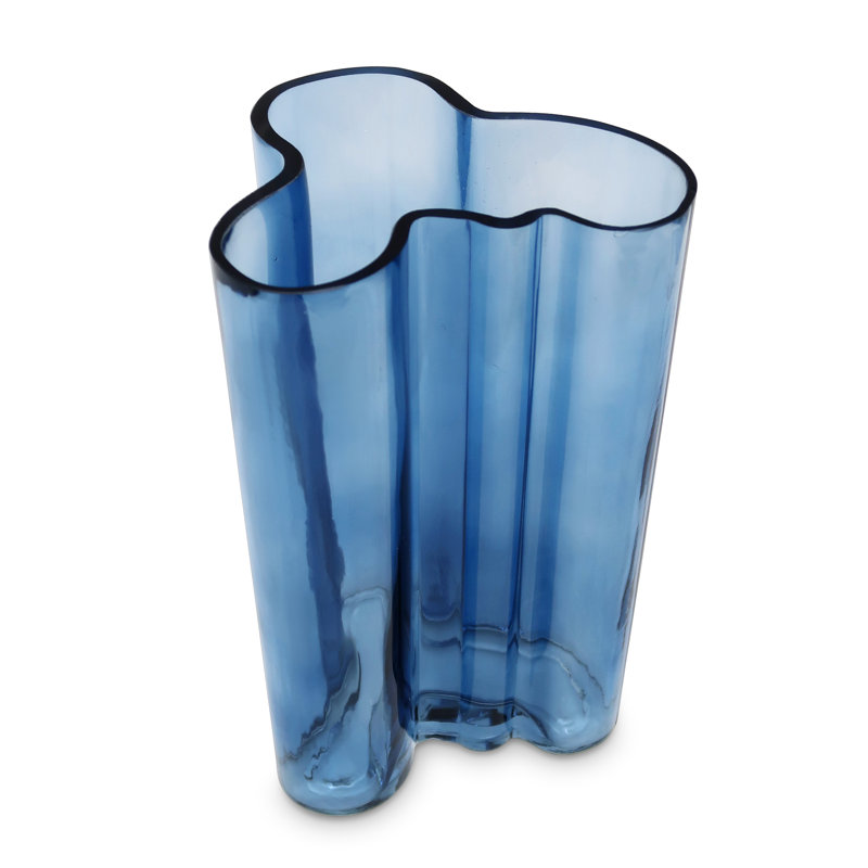 Tinted Curved Vase, 9.80" H x 5.50" W x 6.50" D, Blue