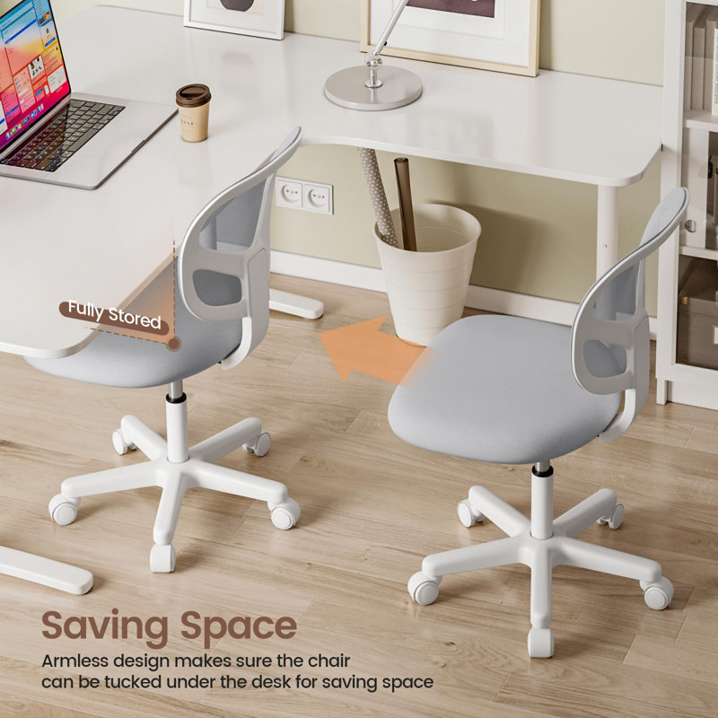 Height Adjustable Office Chair Swivel Computer Chair Ergonomic Mid-back Armless Mesh Desk Chair Padded Seat Cushion For Office