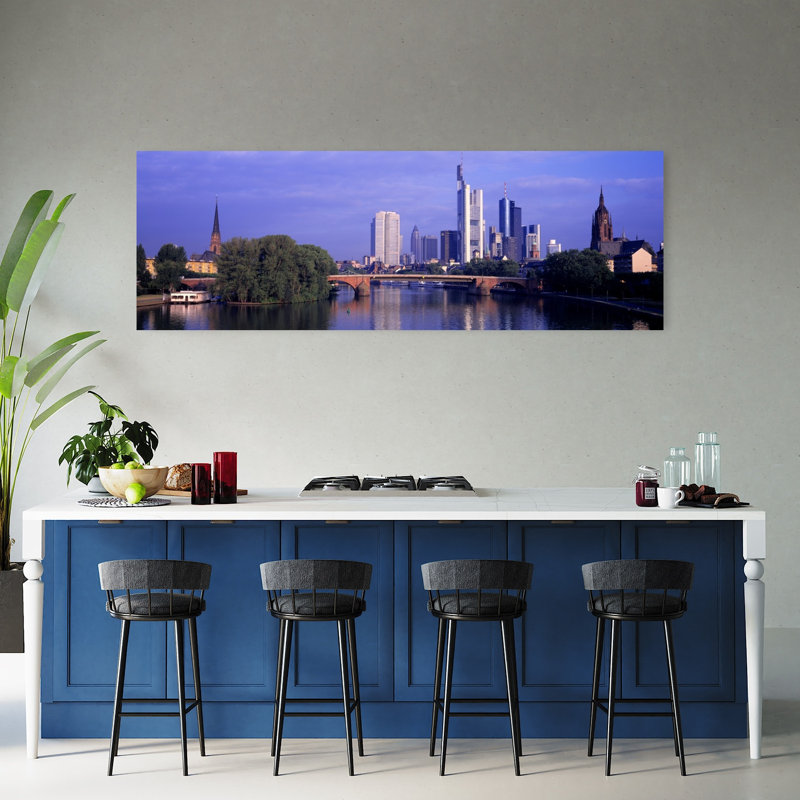 Horizon, rivière principale, Francfort, Allemagne, architecture abstraite moderne, art mural, H 60 po x l 20 po