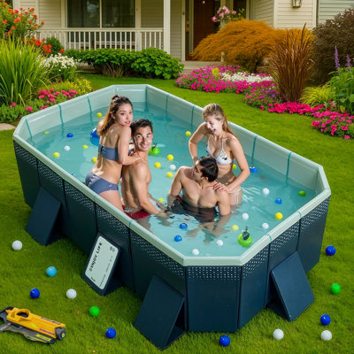 Foldable Non-inflatable Family Swimming Pool For Outdoor Use, Dimensions 70x54x20 Inches (1.8m), Simple Setup For Everyone In Your Backyard