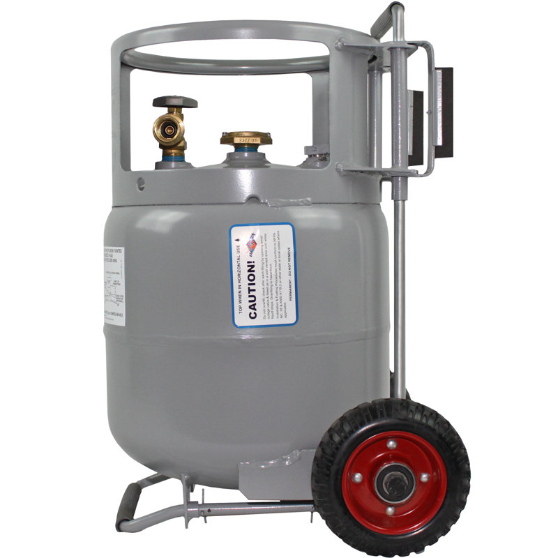 Flame King 20LB Horizontal Vertical Propane Tank with Premium OPD, Built-in Gauge, Dolly Cart Wheels