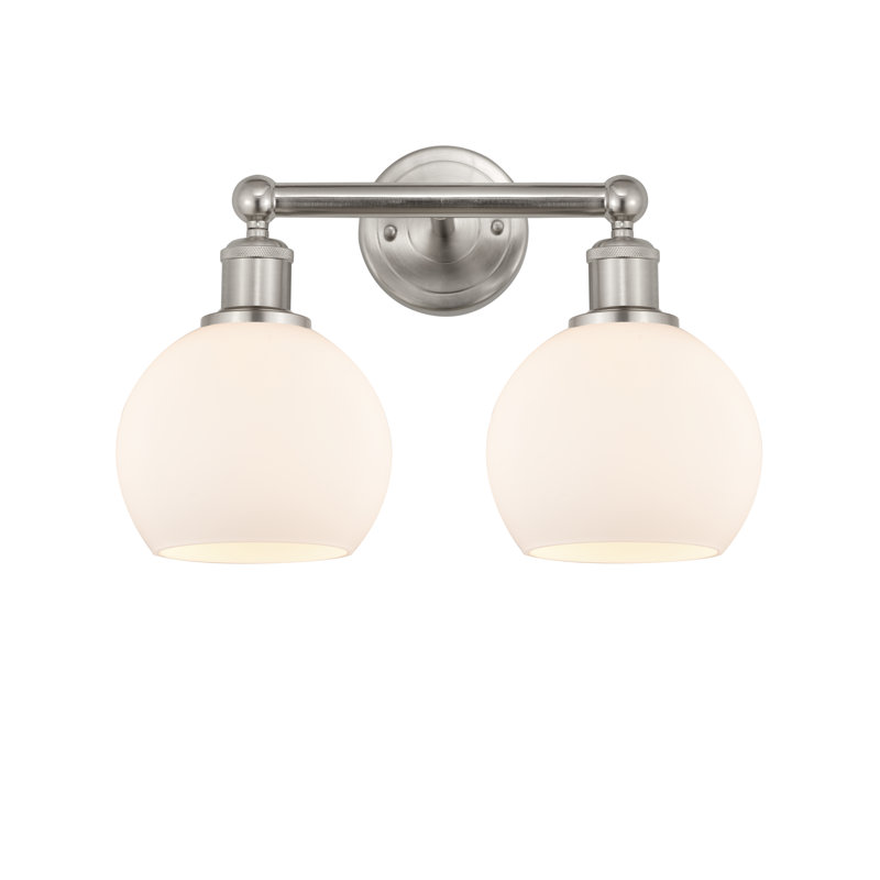 Cambria 2 - Light Dimmable Vanity Light, Matte White, Brushed Satin Nickel