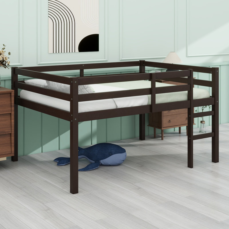Lit mezzanine en bois avec échelle, Espresso