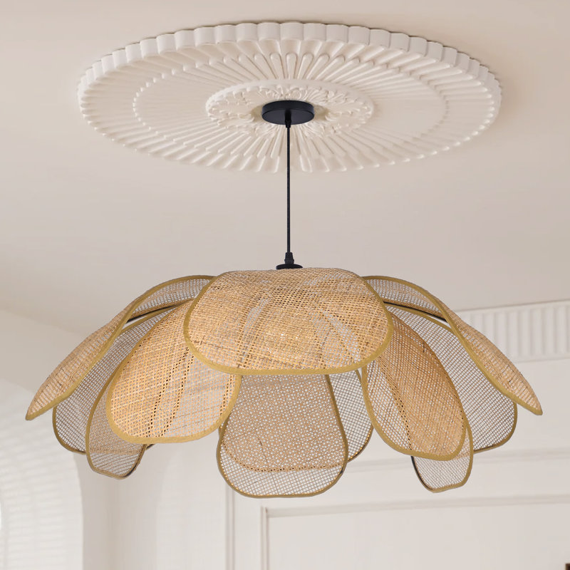 Luminaire suspendu géométrique noir mat à 1 lumière Herlong, H 9,84 po x l 31,5 po x P 31,5 po