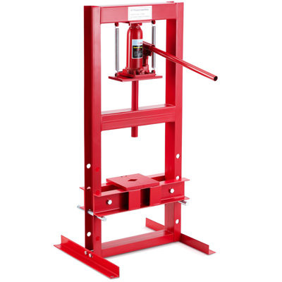 6 Ton H-Frame Hydraulic Shop Press – Heavy Duty Adjustable Floor/Bench Unit with Press Plates – Ideal for Straightening, Bending, Automotive Repair – Industrial Hydraulic Power Equipment – All Red