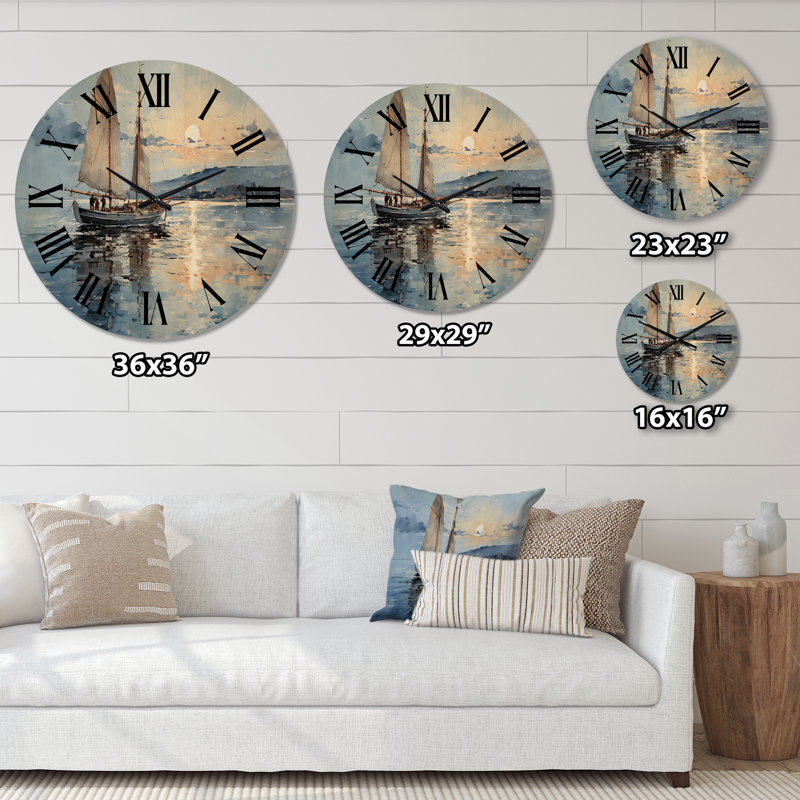 Horloge murale en bois massif Mairany, Grand