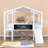 Onsted Kids Twin Wood House Loft Bed with Ladder and Slide-2060151788