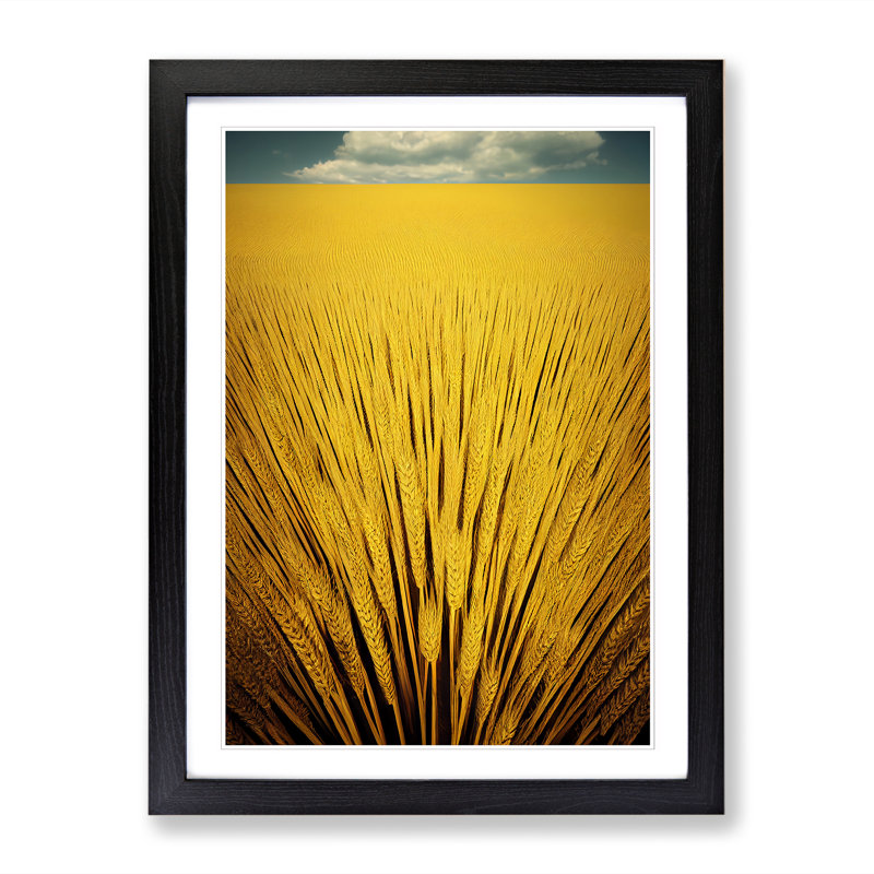 Wheat Field Contemporary 1 Piece Single Picture Frame Wall Art, 34cm H x 25cm W x 2cm D, Oak