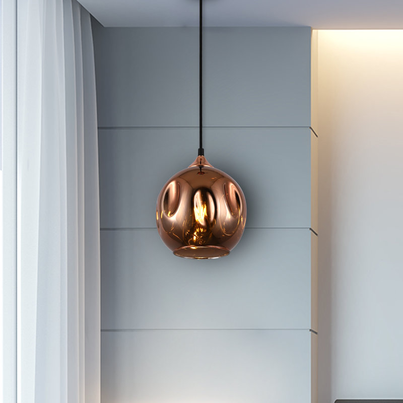 Rodden 1 - Light Rose Gold Sphere Pendant, Gold