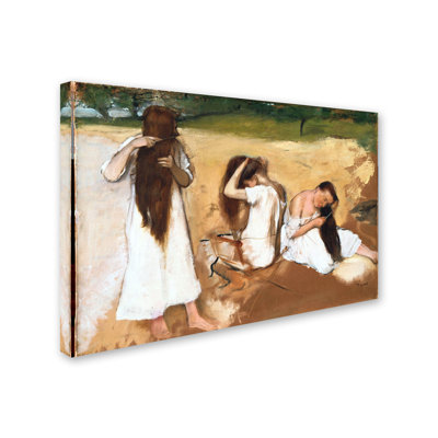 « féminine peignant leurs cheveux », reproduction sur toile tendue