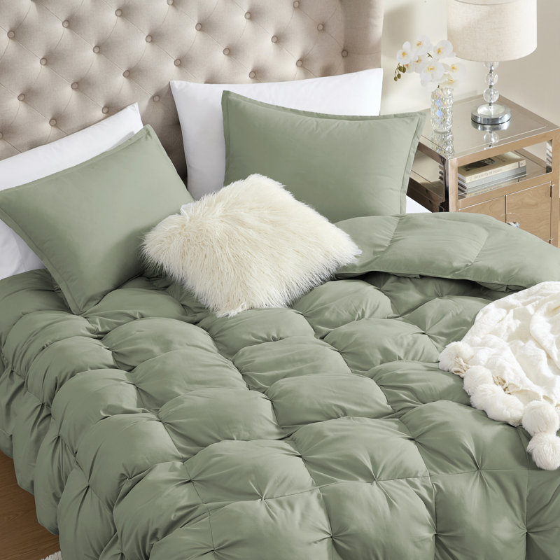 Ensemble de couette Halston Pintuck Puffer 3 pièces - Ultra-doux, moelleux, toutes saisons, durable, facile d'entretien