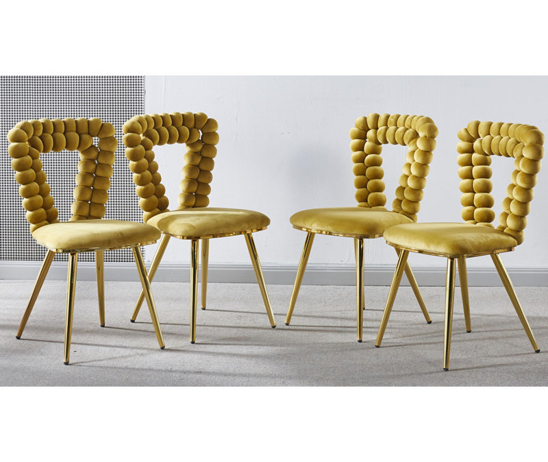 Upholstered Dining Chairs Set of 4,Kitchen Chairs,Side Chairs, Yellow