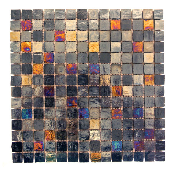 LEED Amber 0.75" x 0.75" Glass Mosaic Tile in Midnight