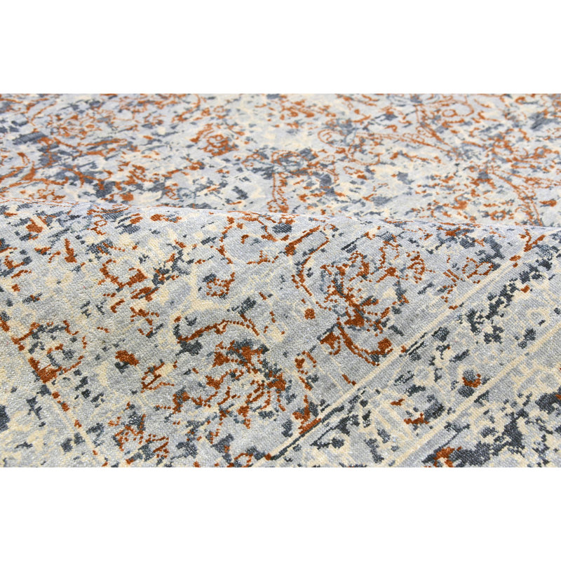 Oriental Area Rug in Gray/Rust, Rectangle 8' x 10'