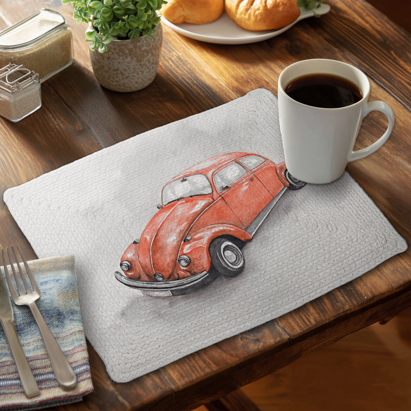 Napperon Vintage Red Beetle | Décor de polyester tressé