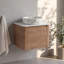 Ensemble de meuble-lavabo mural 24 po avec lavabo vasque en marbre doré imitation chêne