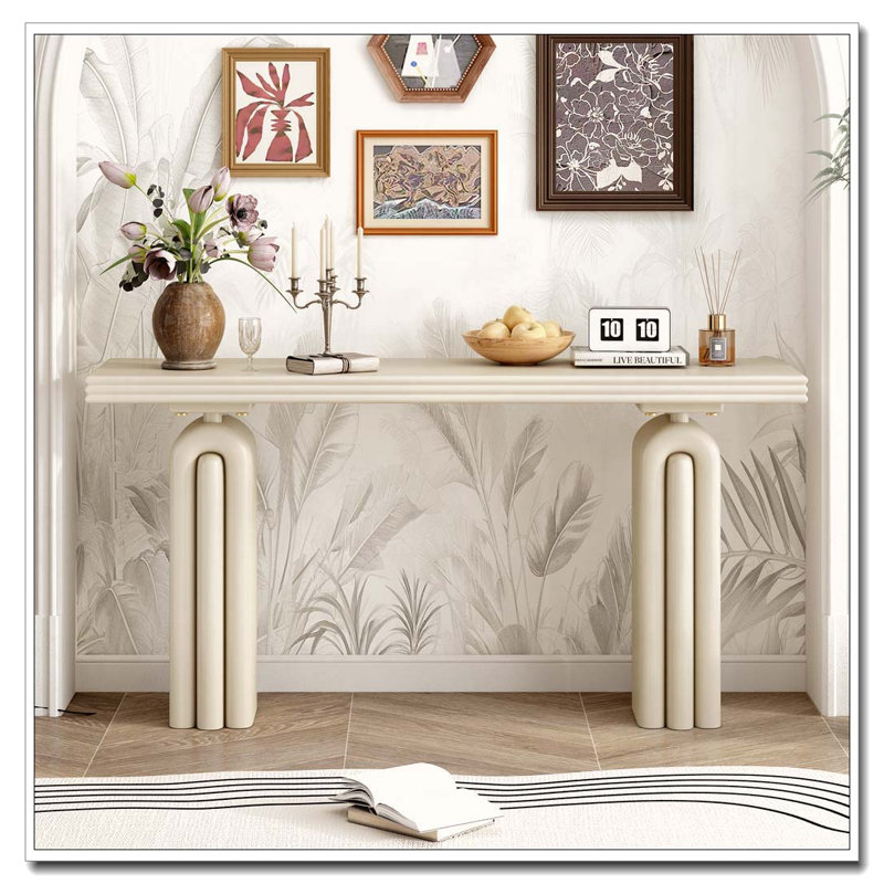 Console élégante et luxueuse en placage d'acacia, Beige
