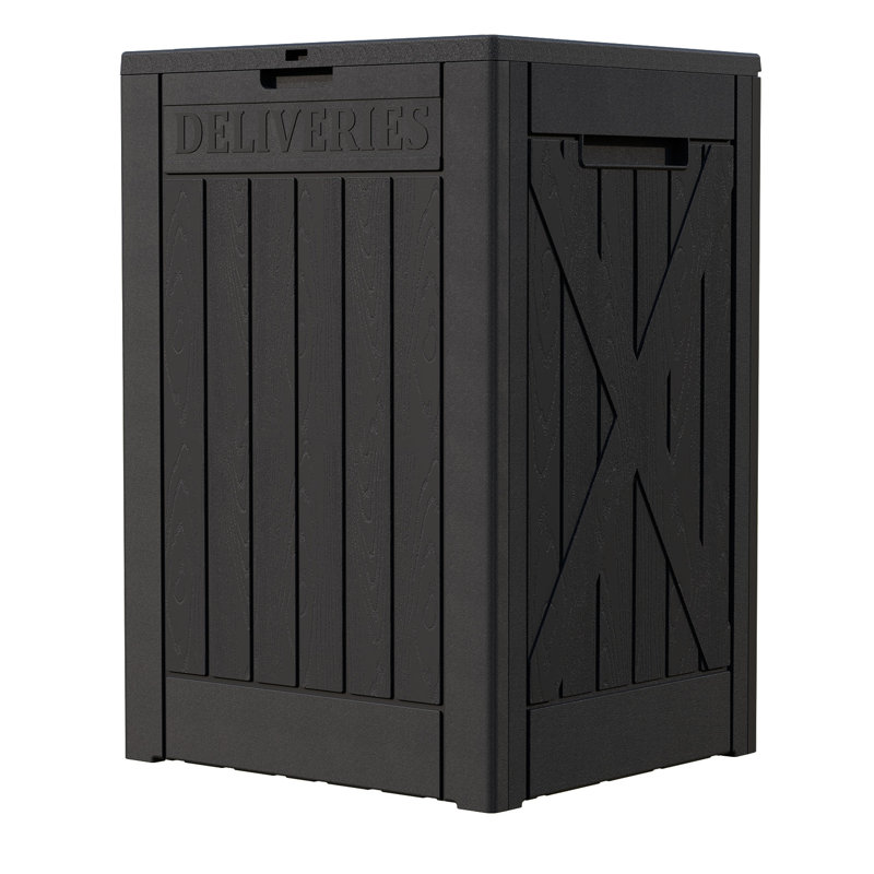 48-gallon Resin Package Delivery Box For Outside, Waterproof Storage Box With Lockable Secure, Black