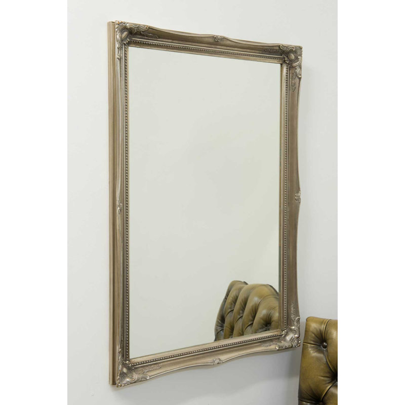 Alexandro Wood Flat Mirror, 86cm H x 60cm W, Silver