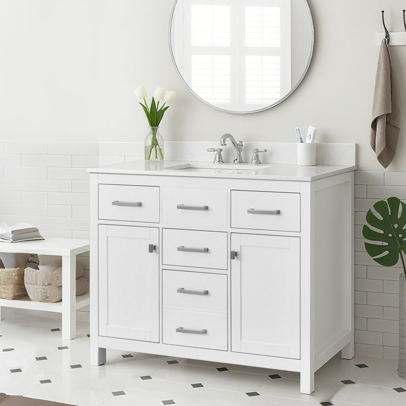 Meuble-lavabo autoportant avec cadre en bois massif 48 po, 48 po, 48"