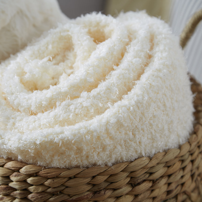 Mimosa Yellow Reversible Knitted Polyester Throw Blanket
