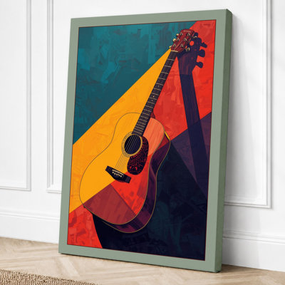Geometric Guitar Mid-Century - Wrapped Canvas