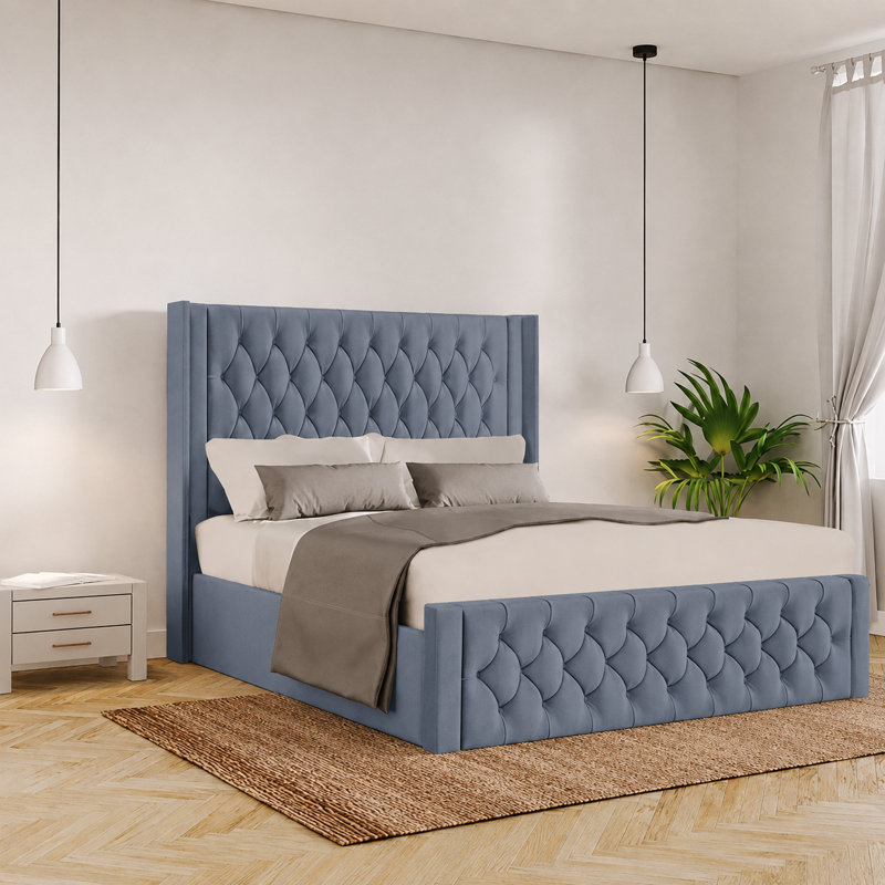 Barrientez Upholstered Ottoman Storage Bed, Charcoal, Kingsize (5')