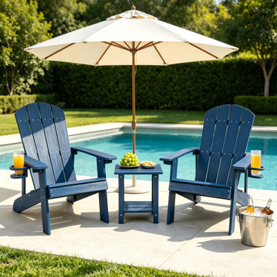 Ensemble de chaises d'extérieur Hdpe Adirondack, chaise d'extérieur en plastique avec porte-gobelets, chaise d'extérieur en bois texturé