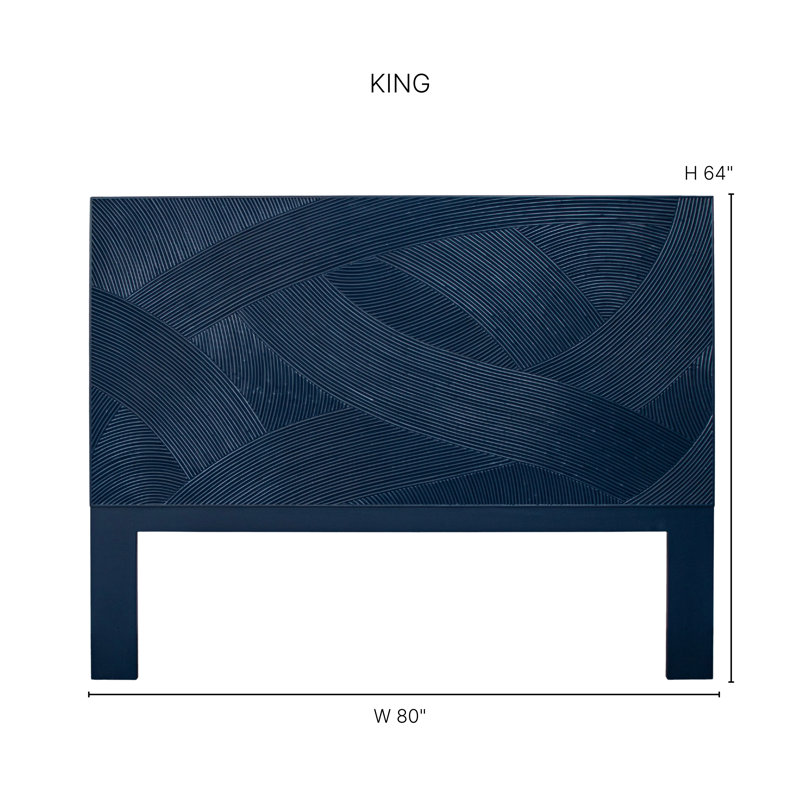 Swirl Rattan Queen Standard Bed, Natural, King, Navy
