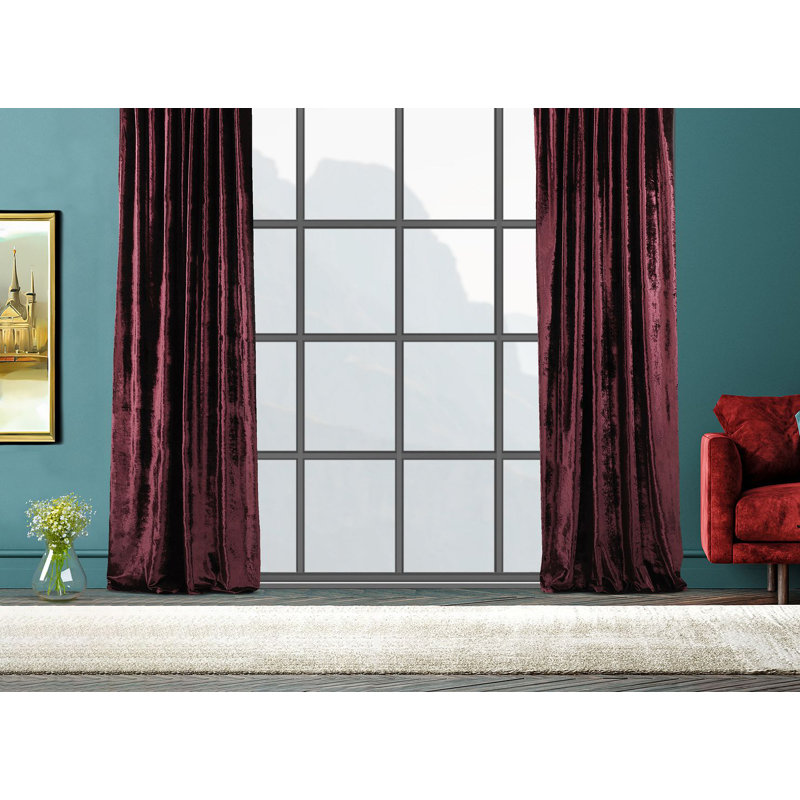 Room Darkening Single Curtain Panel, 260cm Width x 295cm Drop, Dark Rose