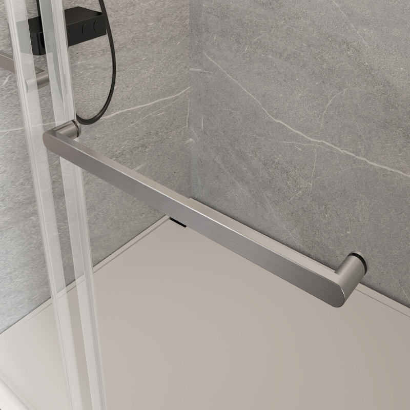 Porte sans cadre à fermeture en douceur, élégance en acier inoxydable, baignoire moderne, commodité réversible