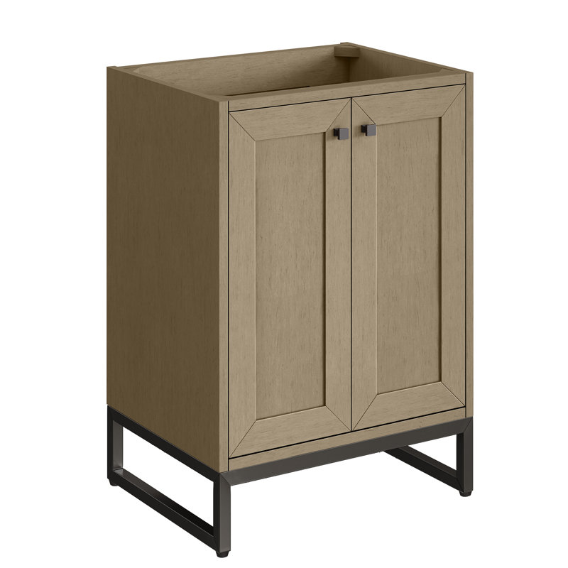 Meuble-lavabo simple l 23,6 po Chianti, Noir mat, Noyer murmure