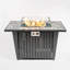 Steel Fire Pit Table With Marble Tile Tabletop, Glass Wind Guard And Lid