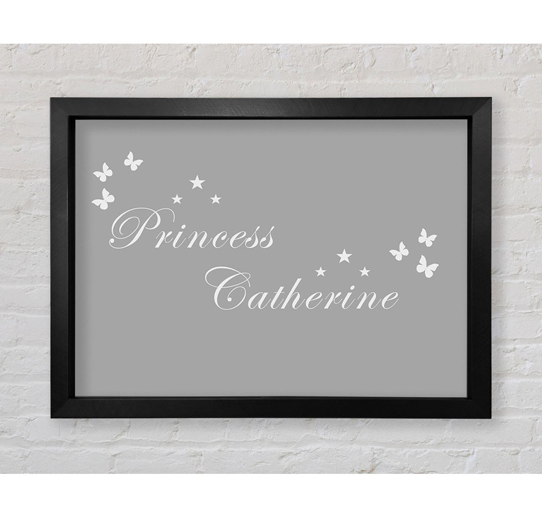 Girls Room Quote Your Own Name Princess Grau Weiß Gerahmter Druck