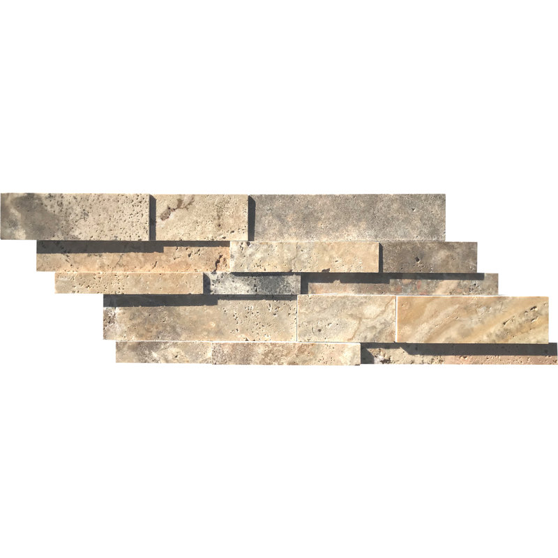 Carreau de mosaïque linéaire travertin 0,5 po x 13 po Scabos Ledger