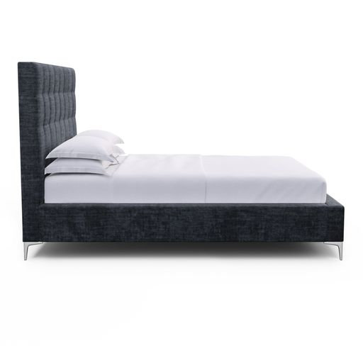 Bryant Upholstered Bed, Plush Velvet Haze, Queen, Ebony