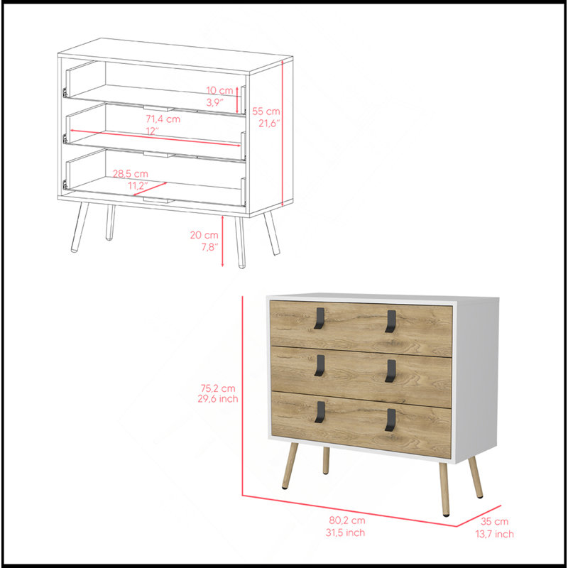 Commode Magness, chambre à coucher, Brun