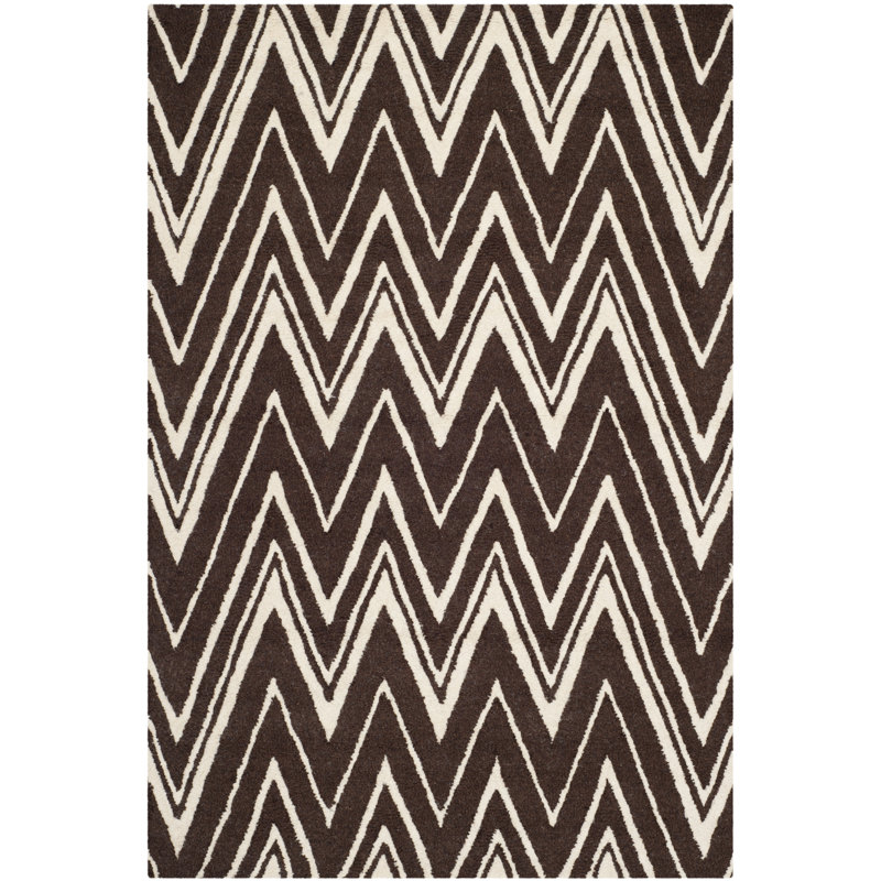 Stephen Chevron Wool Hand Woven Area Rug, Rectangle 91 x 152cm
