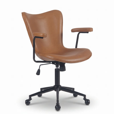 Fabric Office Chair Adjustable Swivel Task Chair With Padded Armrests Comfortable Desk Chair For Home Office Vanity Room