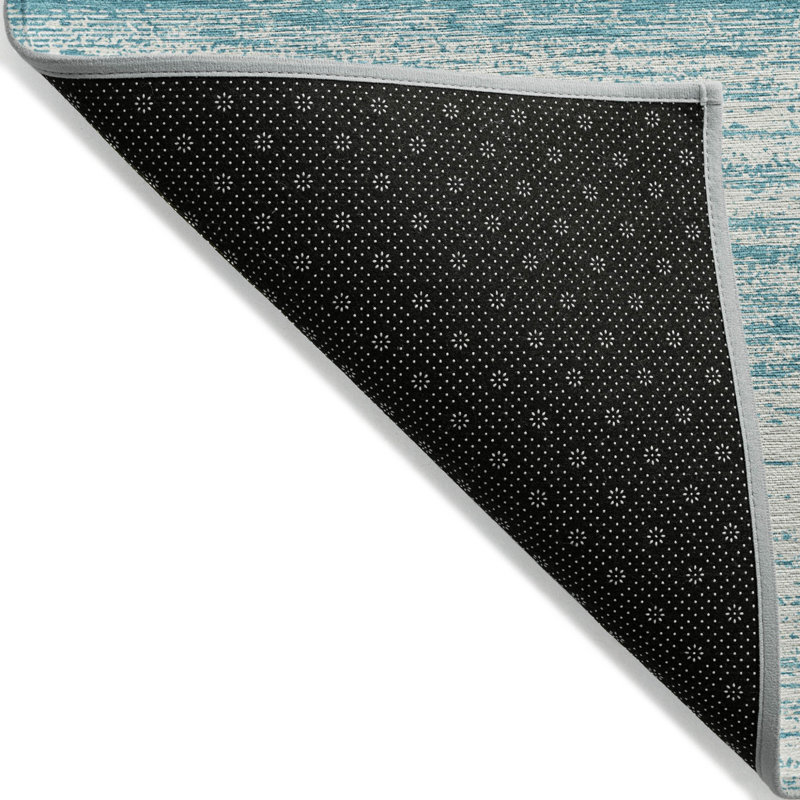 Tapis extérieur lavable rayé bleu sarcelle et ivoire 3 pi x 5 pi