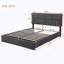 Ensemble de chambre à coucher 2 pièces, lit plateforme tapissier grand avec système de rangement hydraulique