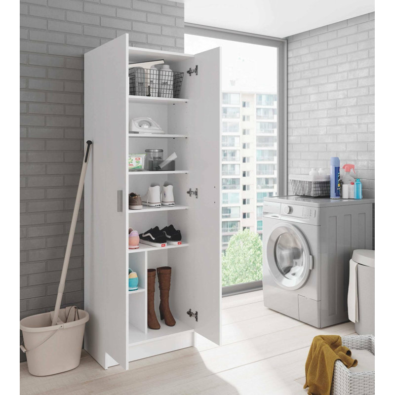 Cassadie Multipurpose Cabinet Portsmouth, Auxiliary With 2 Doors, Modern Shoe Rack Wardrobe, 59X37H180 Cm, White