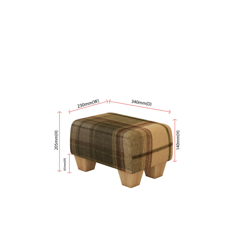 Subramanya Tartan - Olive Green - Natural Wood Chunky Legs, Natural