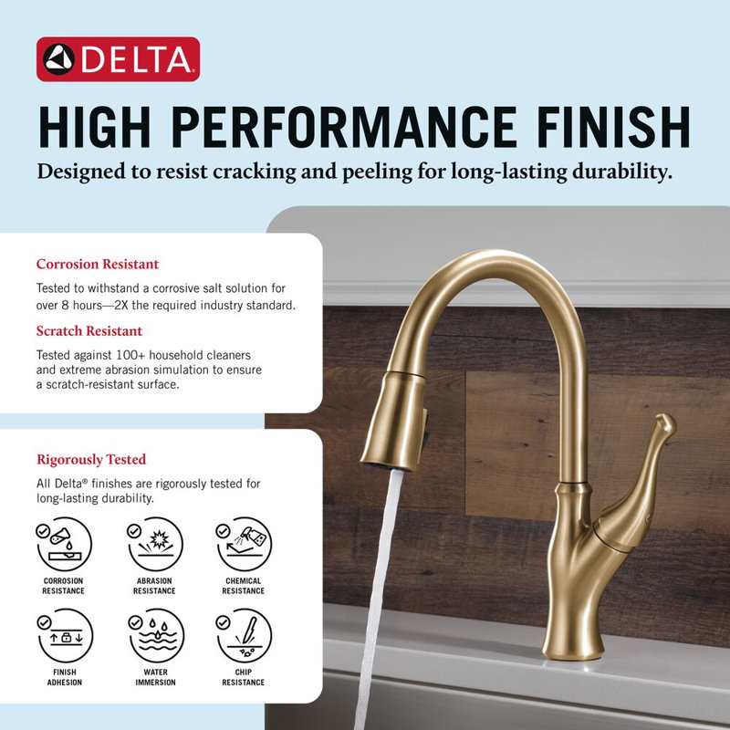 Delta Ophelia Pull Down Single Handle Kitchen Faucet, Champagne Bronze