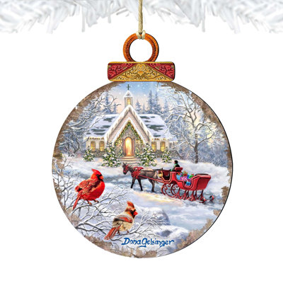 Sleigh Ride Wooden Ornament by Gelsinger