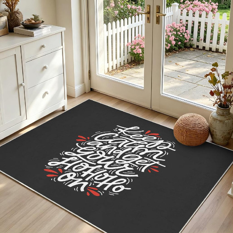 Tapis intérieur transparent lavable à la machine, inscription « Keep Calm and Get Drawn », Rectangle 39 po x 63 po
